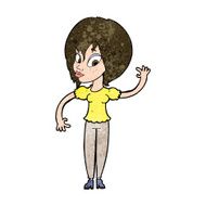 Cartoon Woman Waving N284