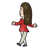 cartoon woman shrugging shoulders N412