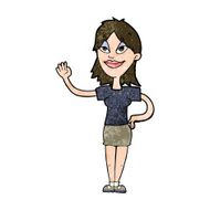 Cartoon Woman Waving N286