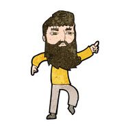 cartoon bearded man pointing the way N8