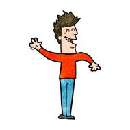 cartoon happy man waving N34