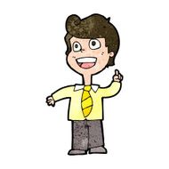 cartoon school boy raising hand N9