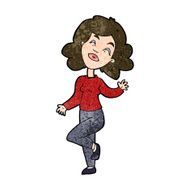 cartoon happy woman dancing N9