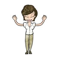 cartoon pretty woman with hands in air N8