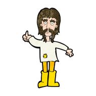cartoon hippie man giving thumbs up symbol N9