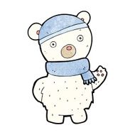 cartoon polar bear in winter hat and scarf N3
