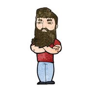 cartoon serious man with beard N18