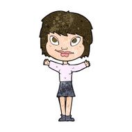 cartoon woman waving arms N17