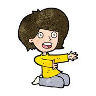 cartoon shocked woman on knees N8