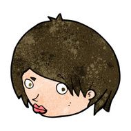 cartoon female face with raised eyebrow N8