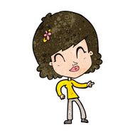 cartoon happy woman pointing N57