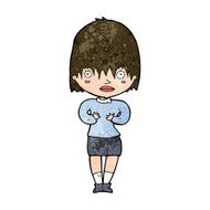cartoon woman making Who Me? gesture N38
