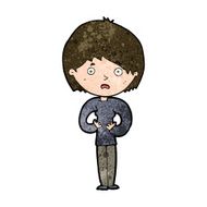 cartoon woman making Who Me? gesture N39