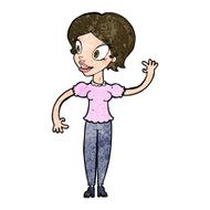 Cartoon Woman Waving N292