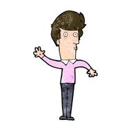 cartoon nervous man waving N18