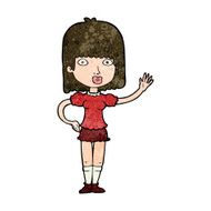 Cartoon Woman Waving N295
