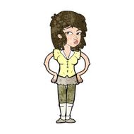 cartoon pretty woman with hands on hips N18