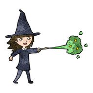 cartoon witch girl casting spell N18