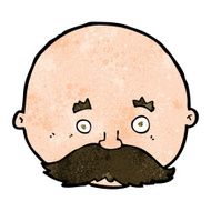 cartoon bald man with mustache N17