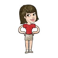 cartoon happy woman with hands on hips N16