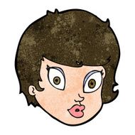 cartoon surprised female face N56