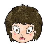 cartoon surprised female face N57