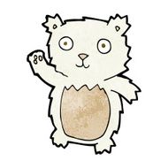 cartoon waving polar bear cub N23