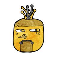 cartoon gold robot head N7