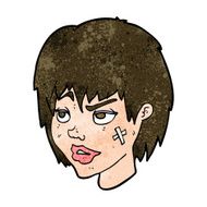 cartoon woman with plaster on face N17