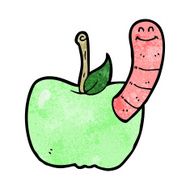 Cartoon Apple With Worm N53