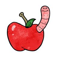 Cartoon Apple With Worm N54