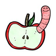 Cartoon Apple With Worm N55