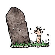 Cartoon Zombie Rising From Grave N29