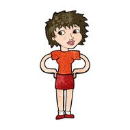 cartoon woman with hands on hips N189