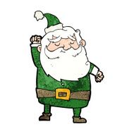 cartoon santa claus punching air N17