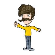 cartoon waving mustache man N9