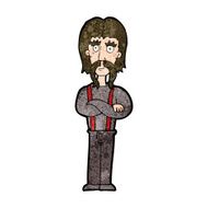 cartoon long mustache man with folded arms N9