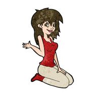 cartoon pretty girl waving N26