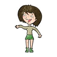 cartoon waving woman N118