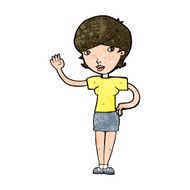 Cartoon Woman Waving N297