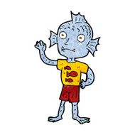 cartoon waving fish boy N8
