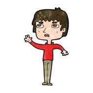 cartoton unhapy boy waving N12