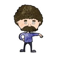 cartoon man with mustache making camp gesture N9