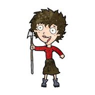 cartoon crazy woman with spear N9