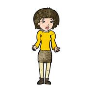 cartoon woman shrugging shoulders N421