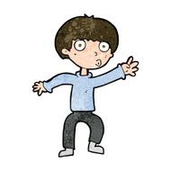 cartoon boy waving warning N9