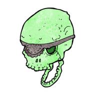 cartoon spooky skull with eye patch N9