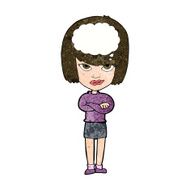 cartoon woman with folded arms imagining N9