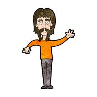 cartoon waving man with mustache N10