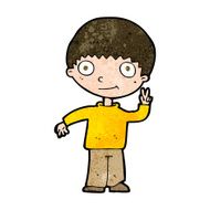 cartoon boy giving peace sign N9